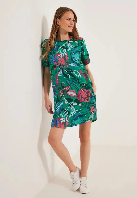 143467- Linen Printed Dress Green- Cecil