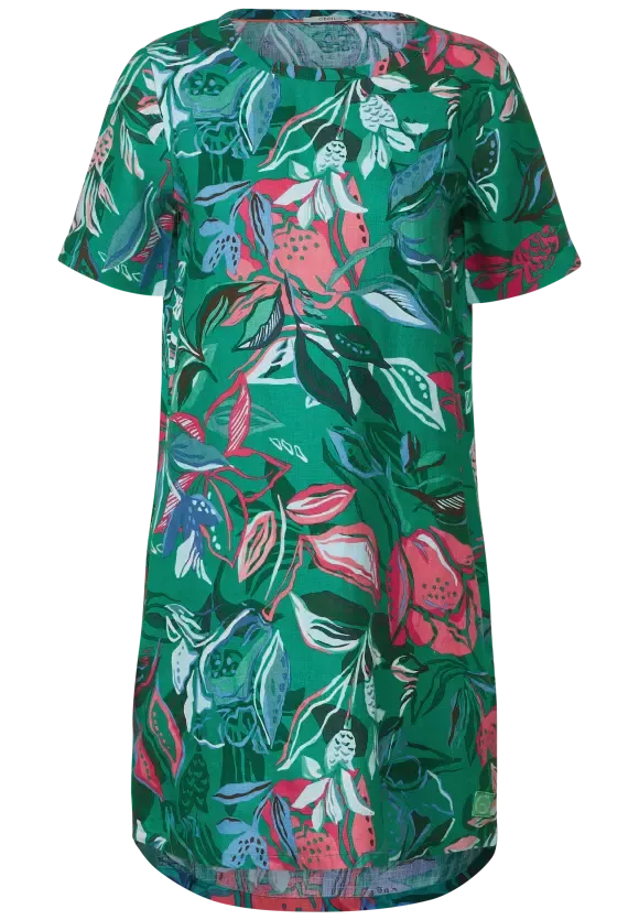 143467- Linen Printed Dress Green- Cecil