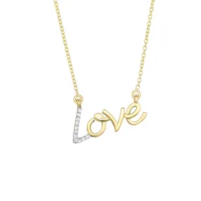 14K Gold .07ct Diamond Love Necklace