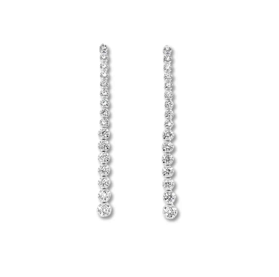 14K Gold Round Diamonds Drop Earrings