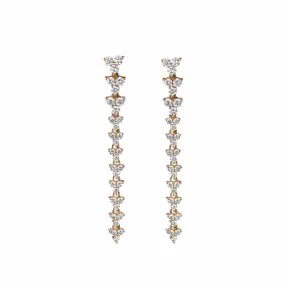 14K Gold Trio of Round Diamonds Drop Earrings