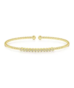 14K Yellow Gold Bujukan Bead Diamond Bangle