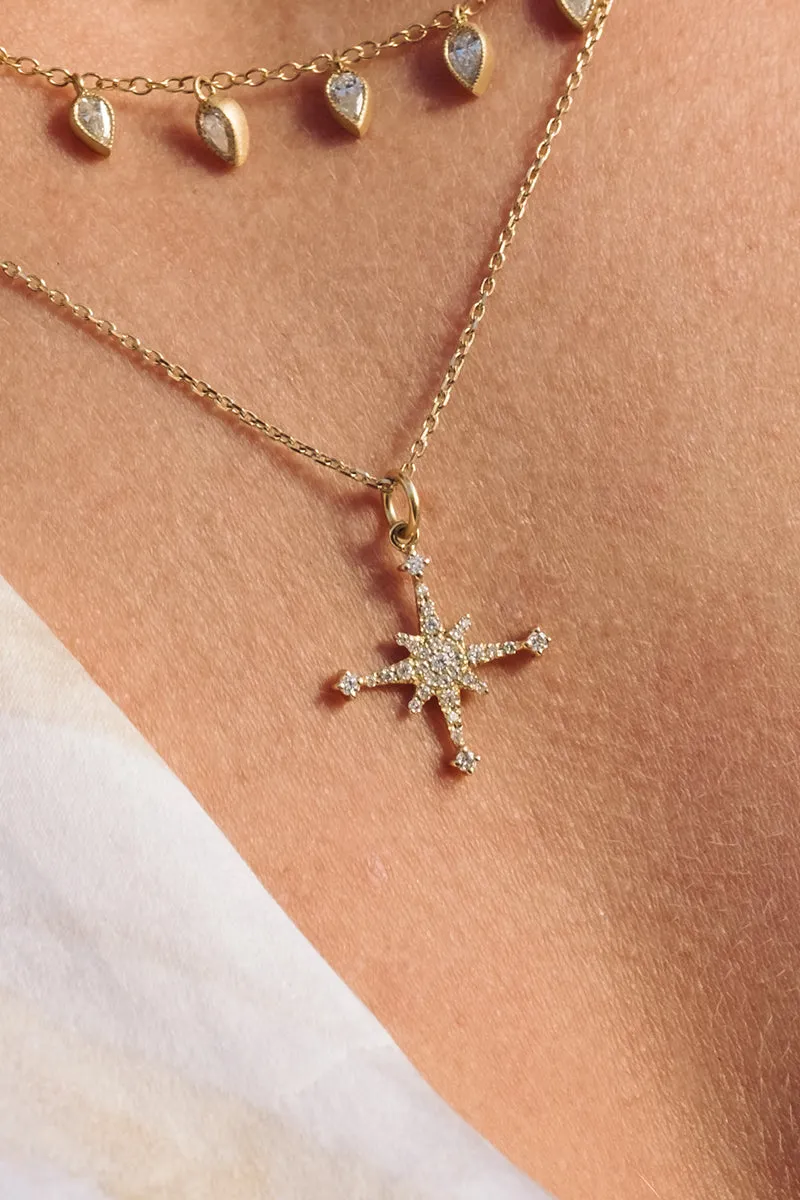 14kt Yellow Gold Mini Diamond Stella Star Necklace