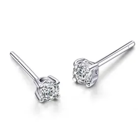 18K White Gold Round Diamond Earrings