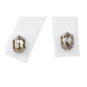 1.92ctw Hexagon Salt and Pepper Diamond Earrings 14K White Gold R3134