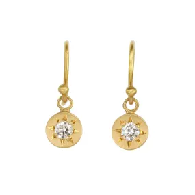 20K Gold Star-Set Diamond Tablet Earrings