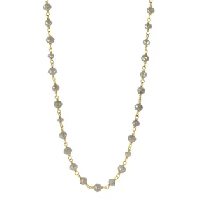 20K Gold Wire-Wrapped Grey Diamond Necklace