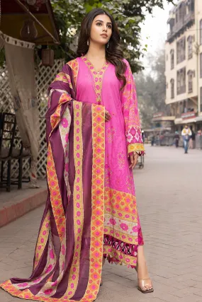 3-Pc Charizma Unstitched Printed Lawn With Embroidered Dupatta CPE23-15