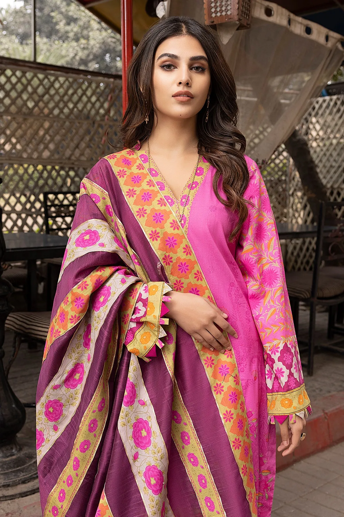 3-Pc Charizma Unstitched Printed Lawn With Embroidered Dupatta CPE23-15