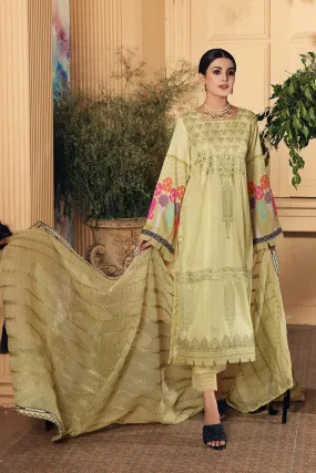 3-Pc Unstitched Embroidered Lawn With Chiffon Dupatta CN-17