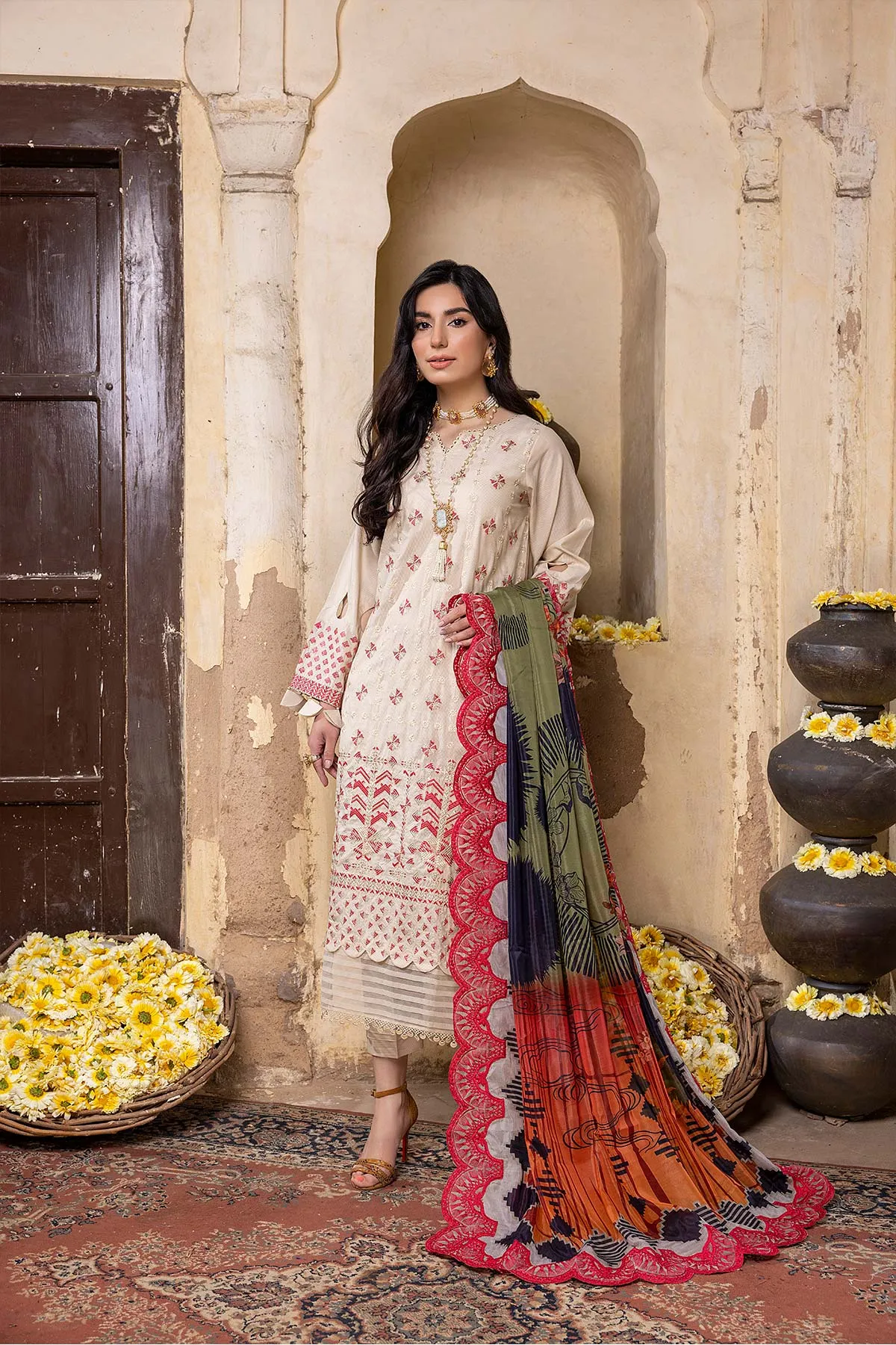 3 Pc Unstitched Embroidered Luxury Lawn CLM-08