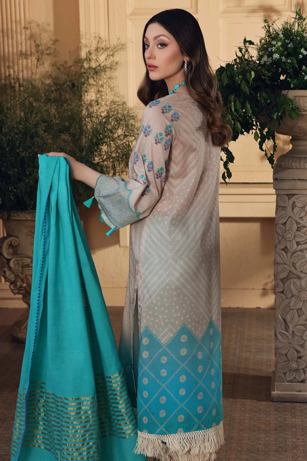 3-pc Unstitched Lawn with Chiffon Dupatta CP-40