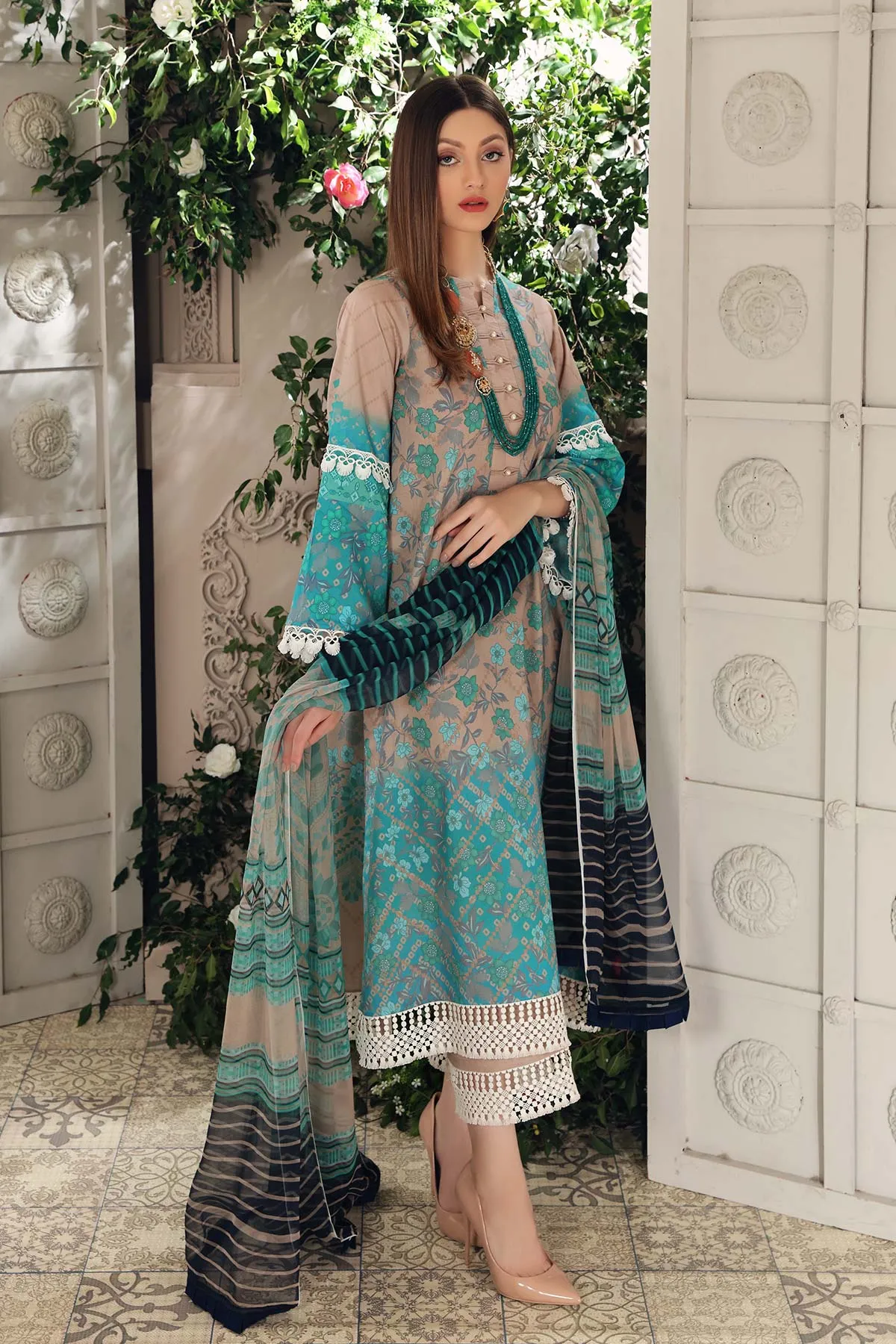 3-pc Unstitched Lawn with Chiffon Dupatta CP-51