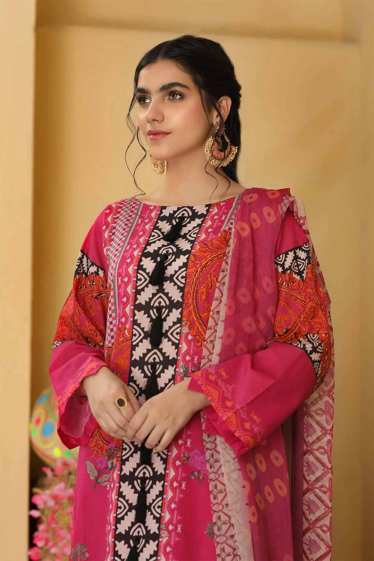 3-piece Unstitched Lawn with Print Chiffon Dupatta CP-35