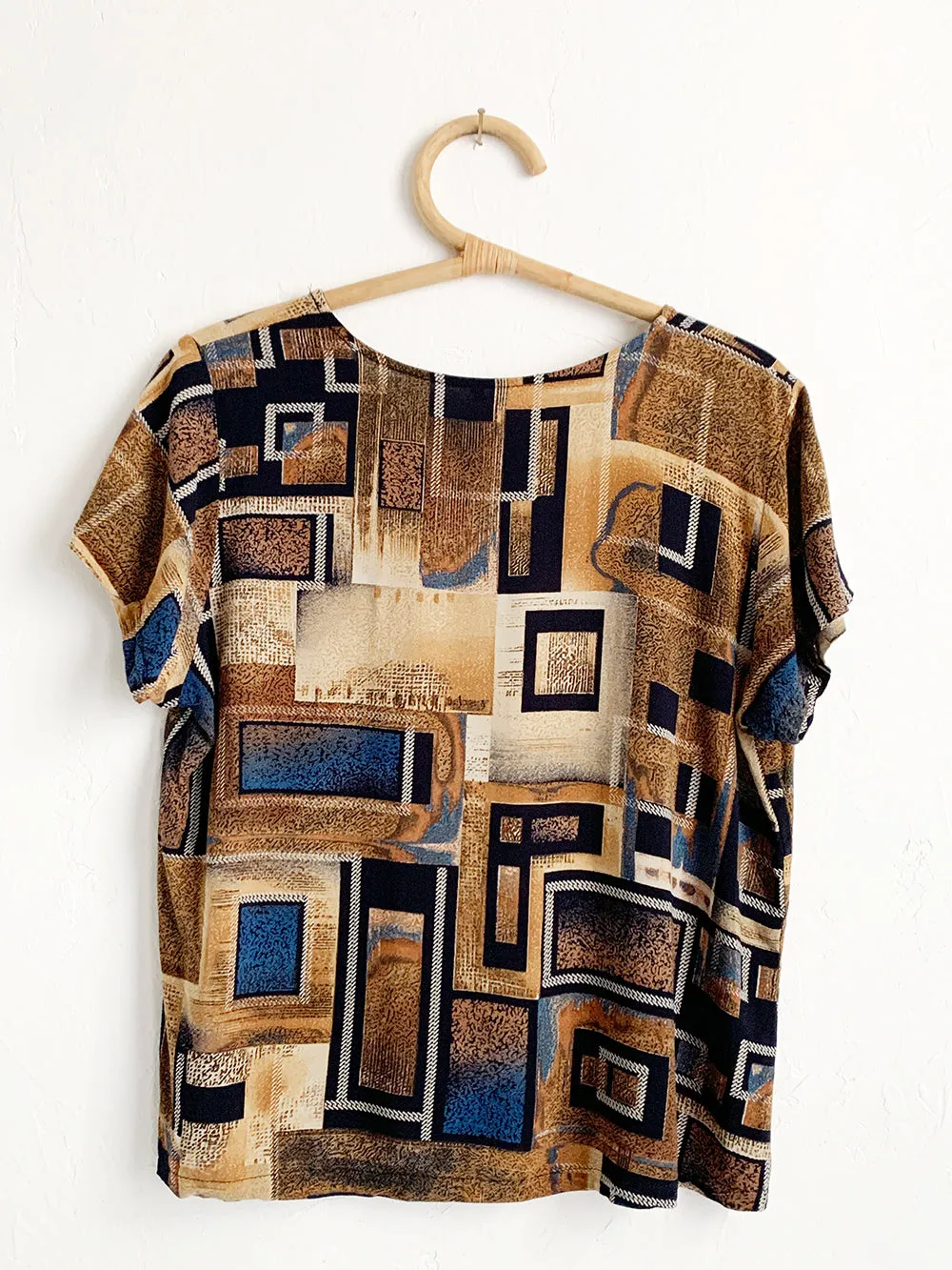 Abstract Brown Square Rayon Tshirt