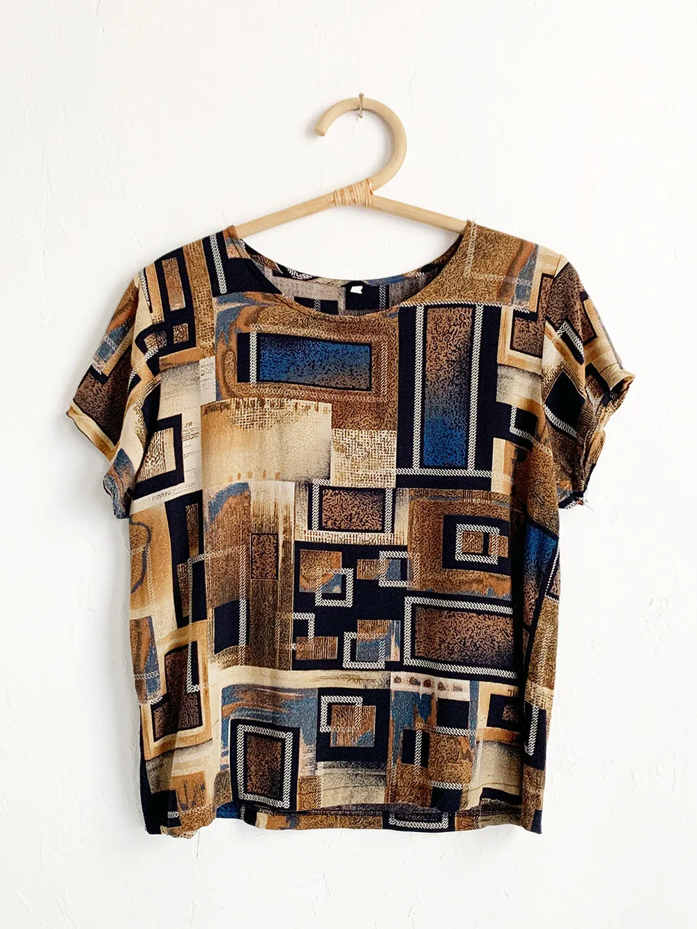 Abstract Brown Square Rayon Tshirt