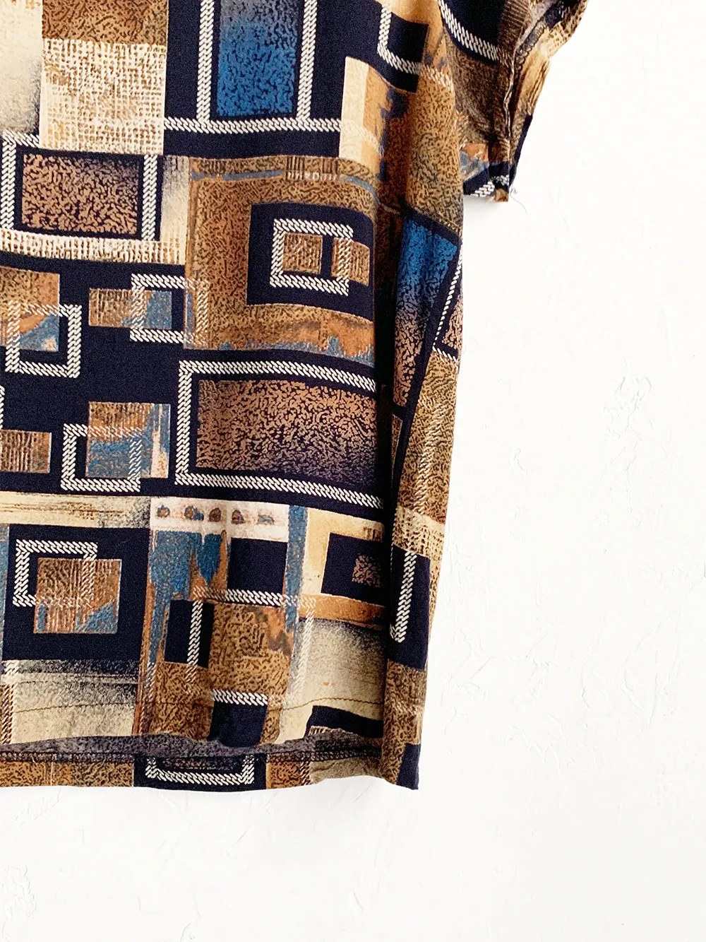 Abstract Brown Square Rayon Tshirt