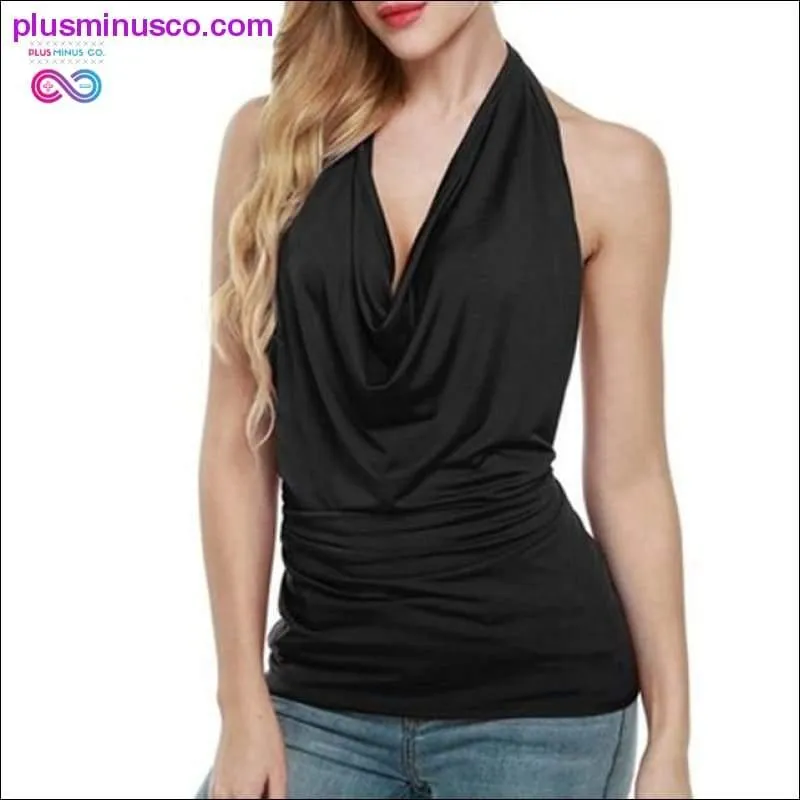 Backless Tops Sexy Sleeveless Hanging Neck T Blouse For