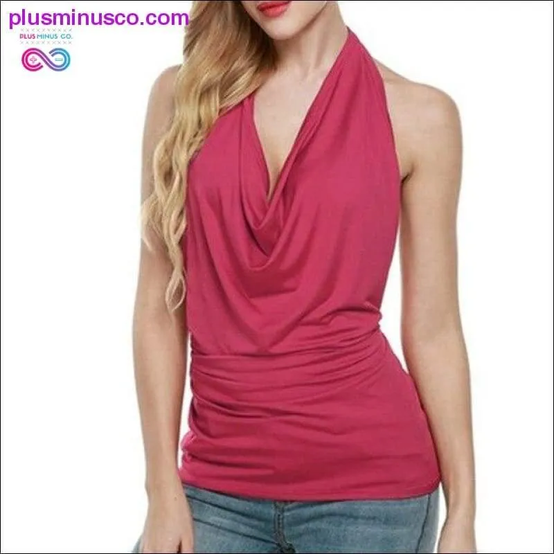 Backless Tops Sexy Sleeveless Hanging Neck T Blouse For