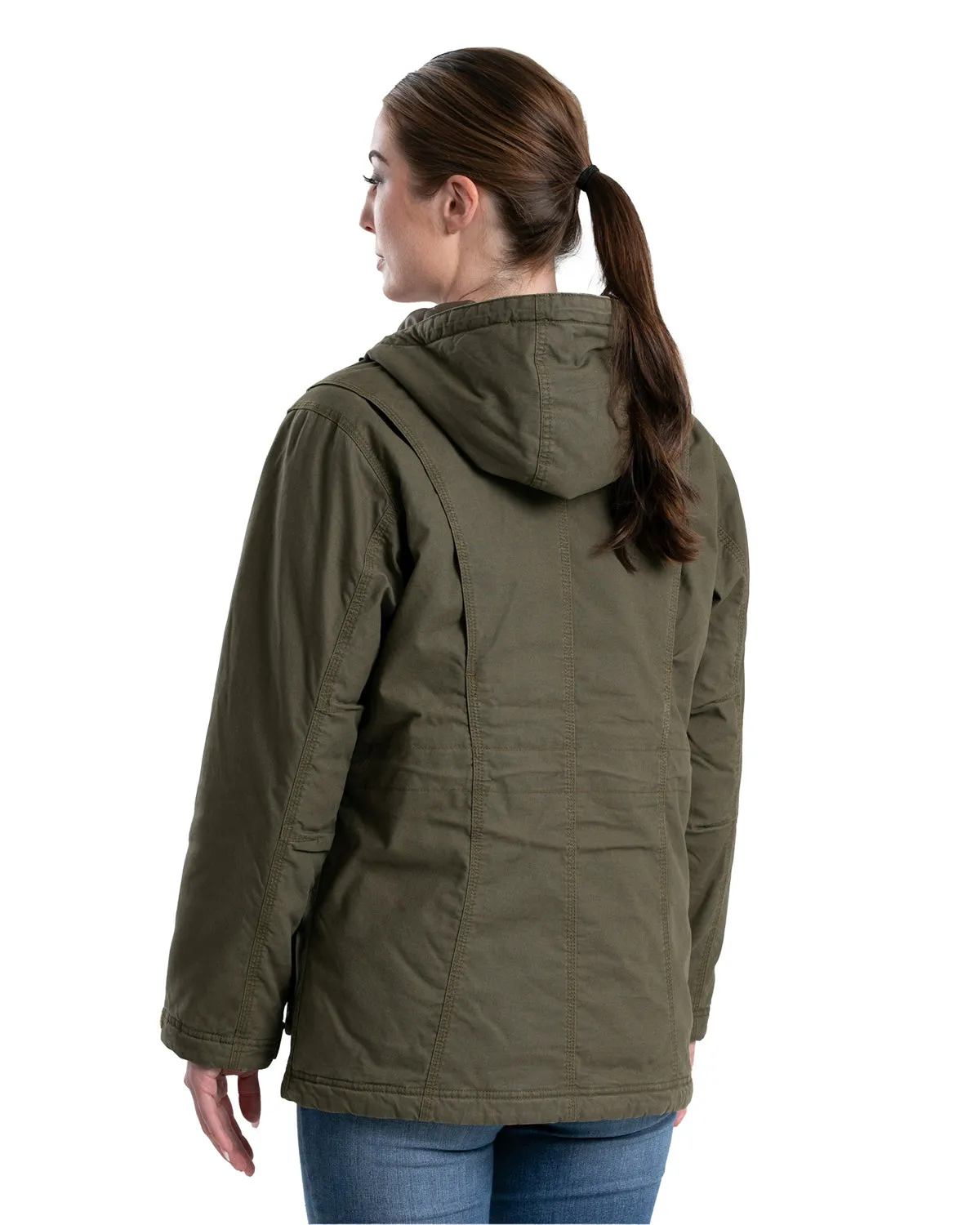 Berne Womens Softstone Washed Duck Utility Cedar Green 100% Cotton Coat