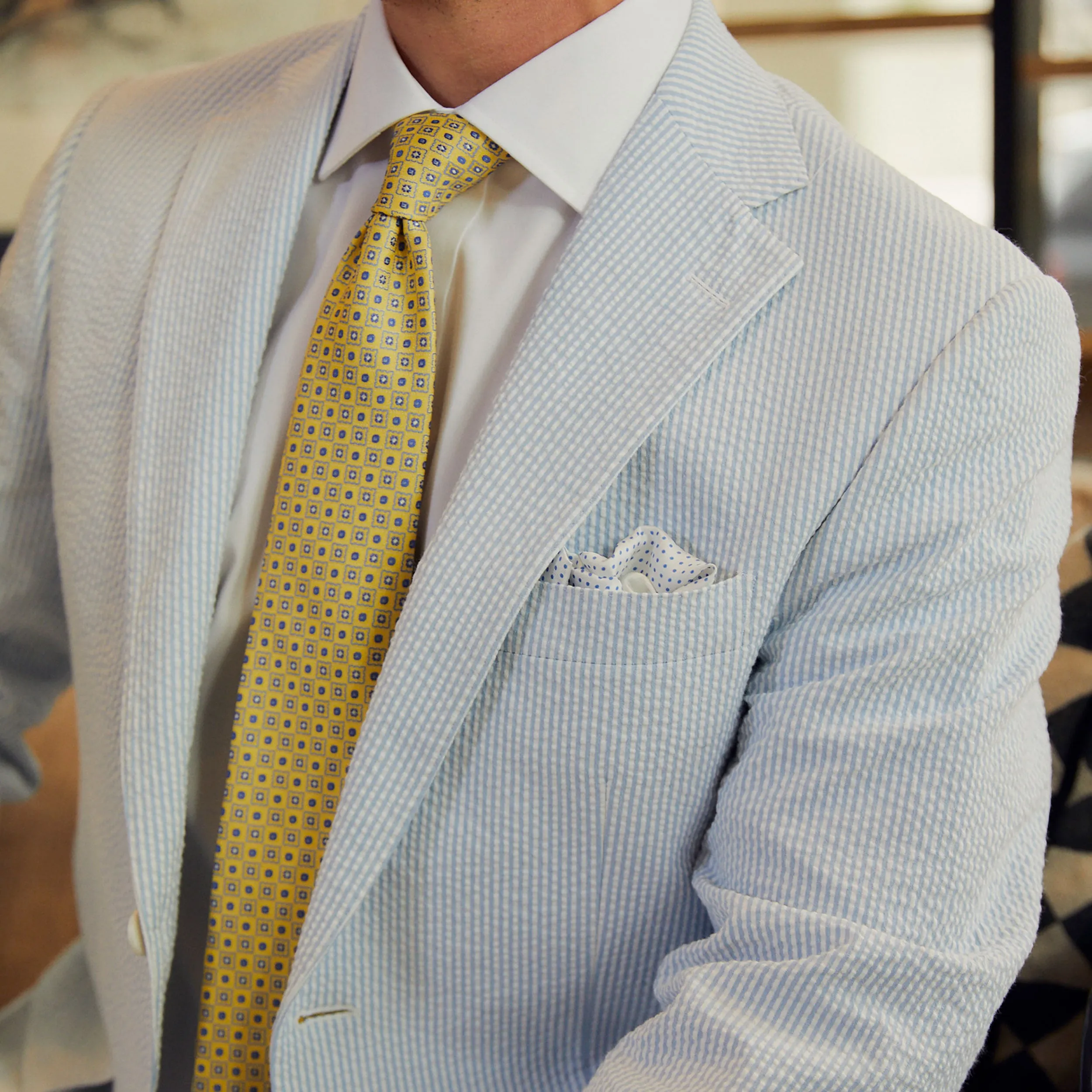 Blue Ice Seersucker Stretch Sport Coat | Seersucker Suit Separates