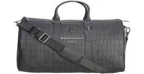 BNJ TRAVEL BAG BLACK MATT  CROCODILE CALFSKIN