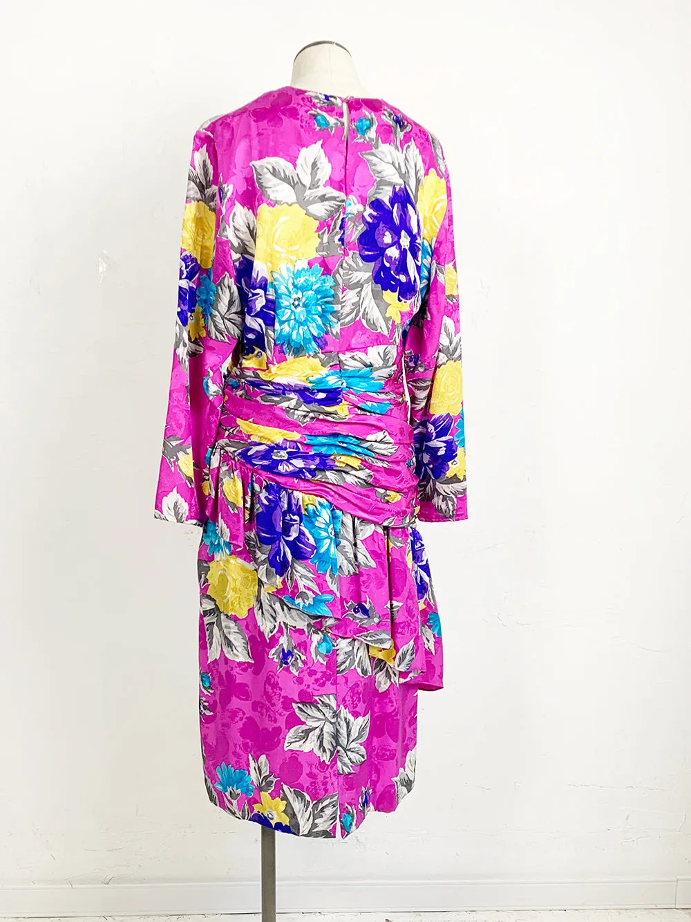 CCC Fuschia Floral Print Silk Dress