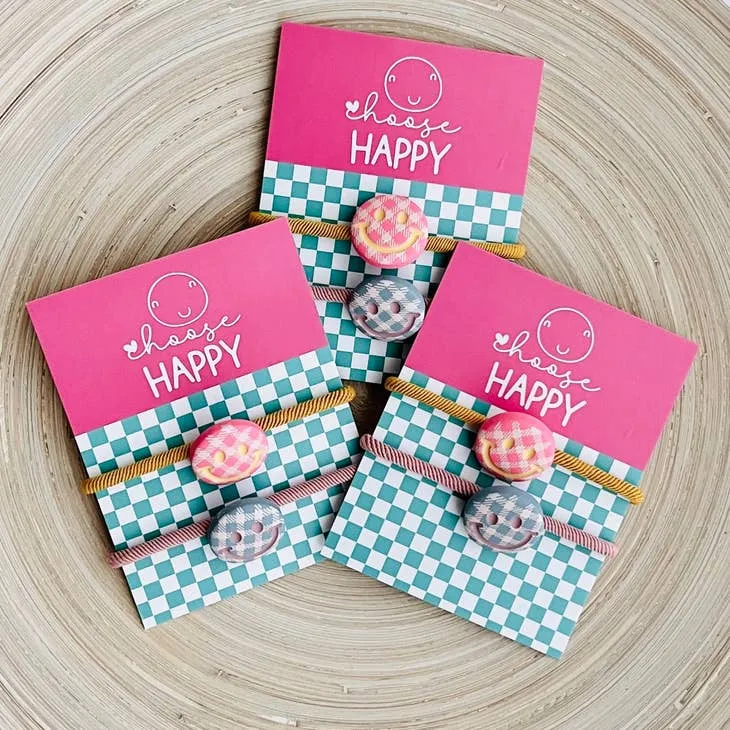 Choose Happy Double Hair Tie - Smiley Face Hair Accessory