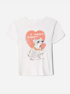 Classic I Want Candy Tee - Vintage White