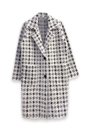 coat - WHITE CROSSHATCH COAT