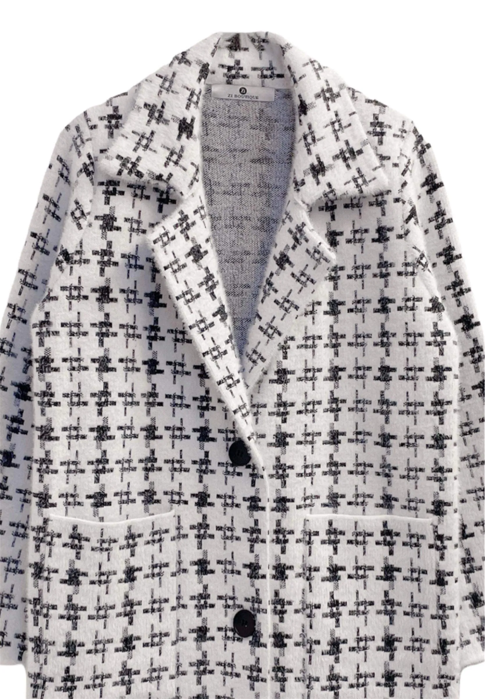 coat - WHITE CROSSHATCH COAT