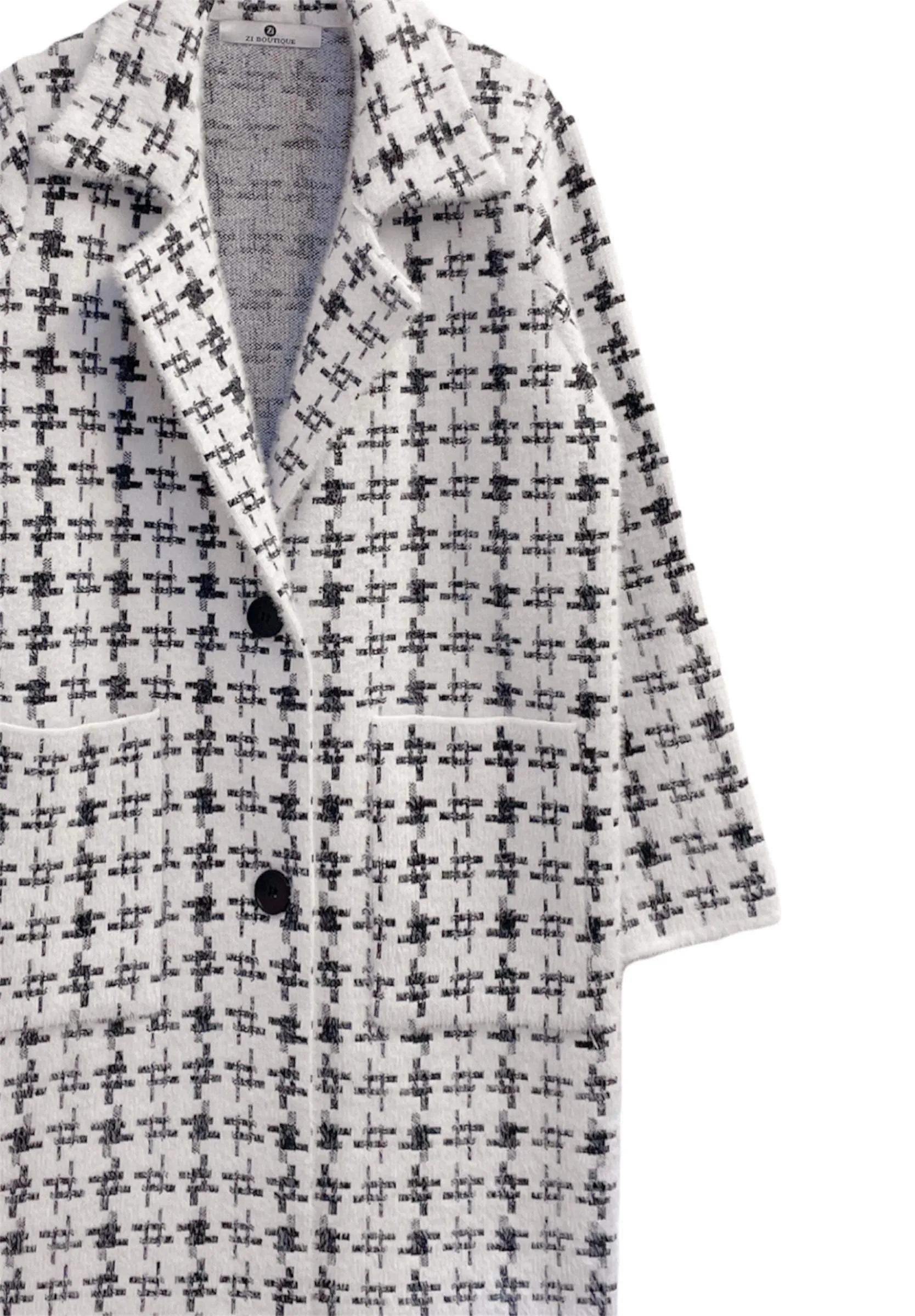 coat - WHITE CROSSHATCH COAT