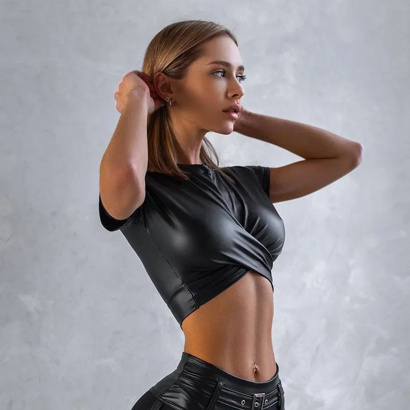 Crop Top Heavy Metal Style Short Sleeve Gothic Top