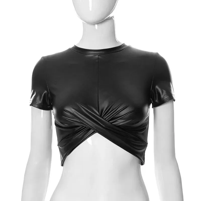 Crop Top Heavy Metal Style Short Sleeve Gothic Top