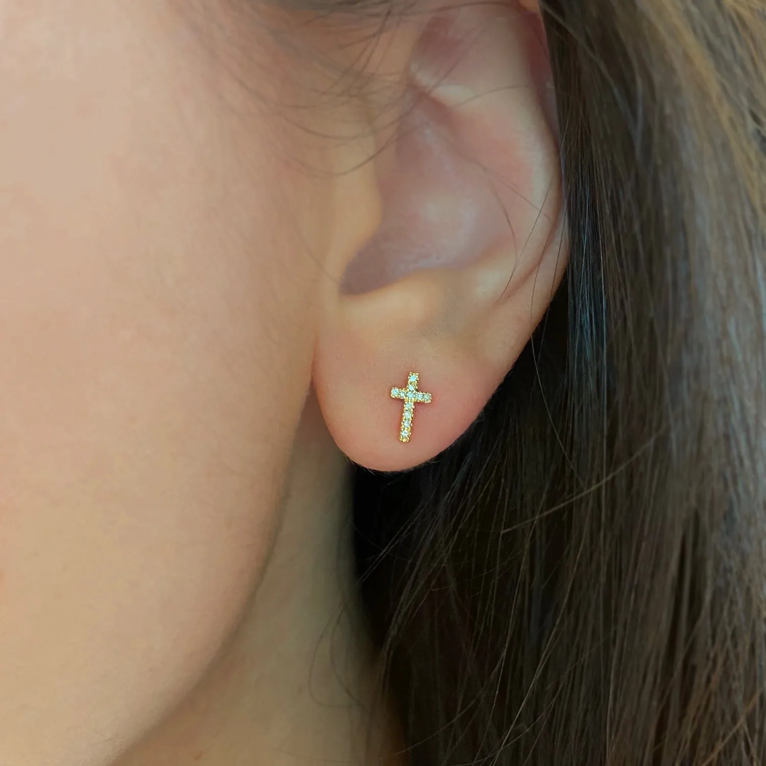 Cross Diamond Studs