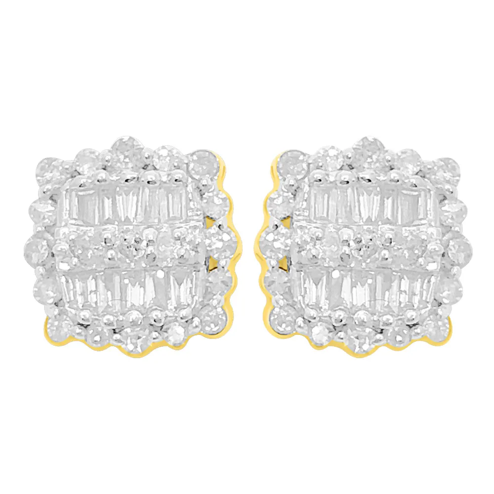 Designer Baguette Diamond Earrings .30cttw 10K Yellow Gold