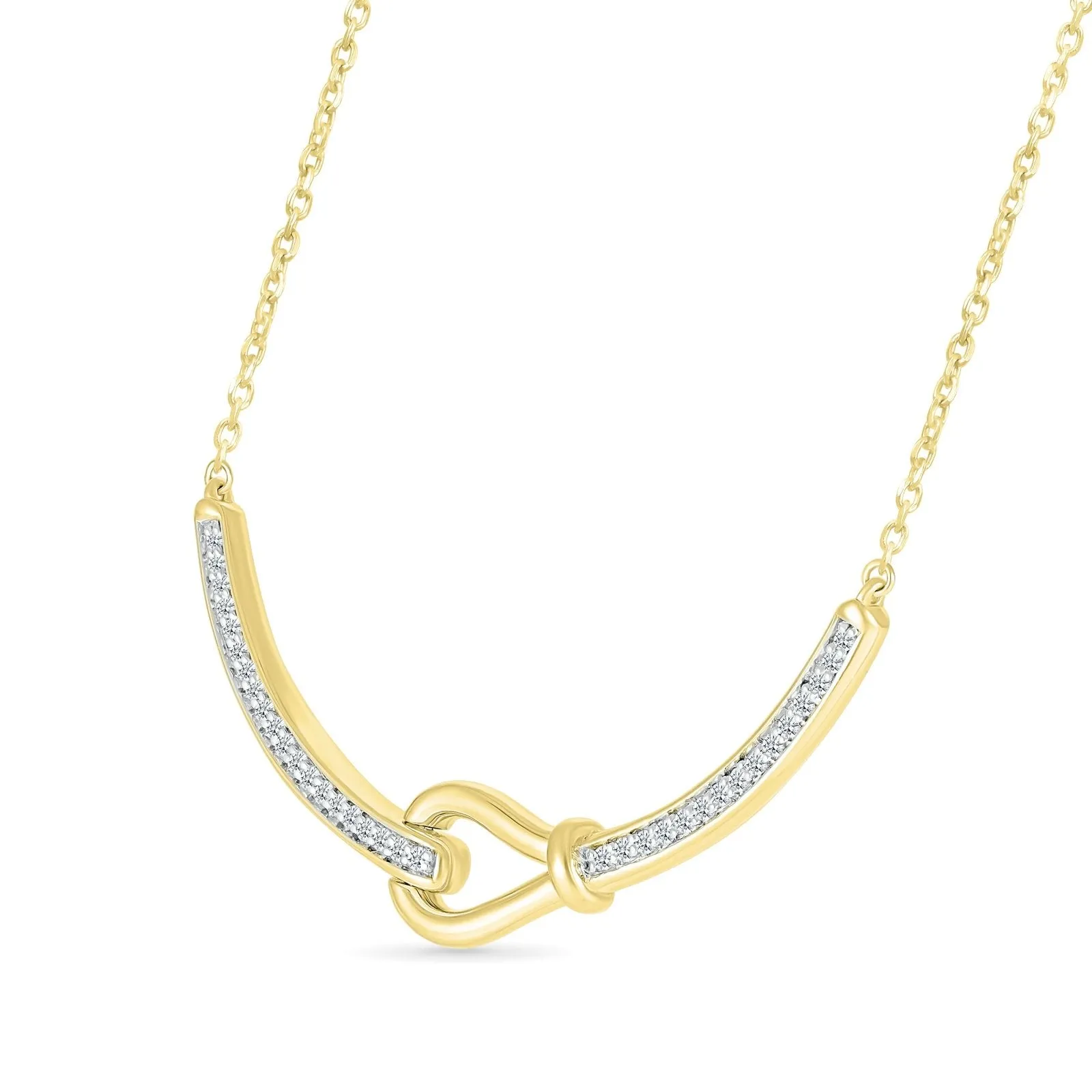 Diamond and Gold Loop Bar Necklace