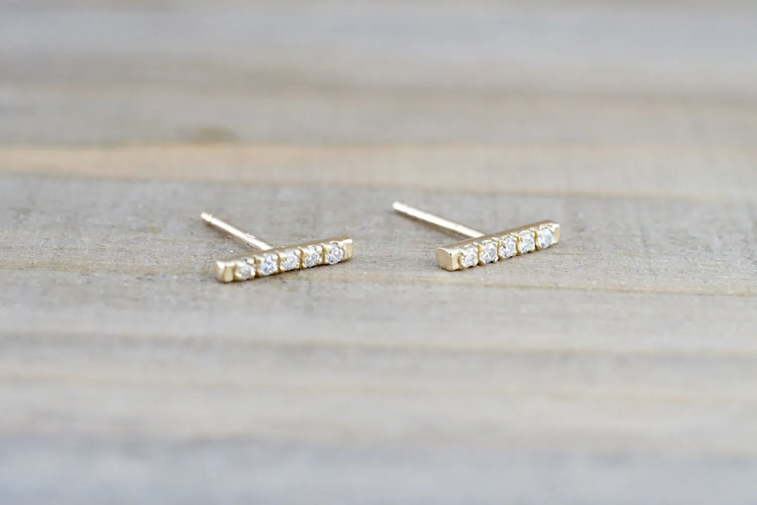 Diamond Bar Studs Earrings