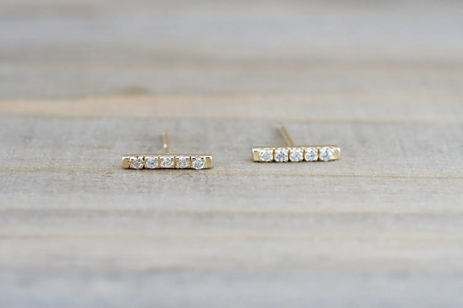 Diamond Bar Studs Earrings