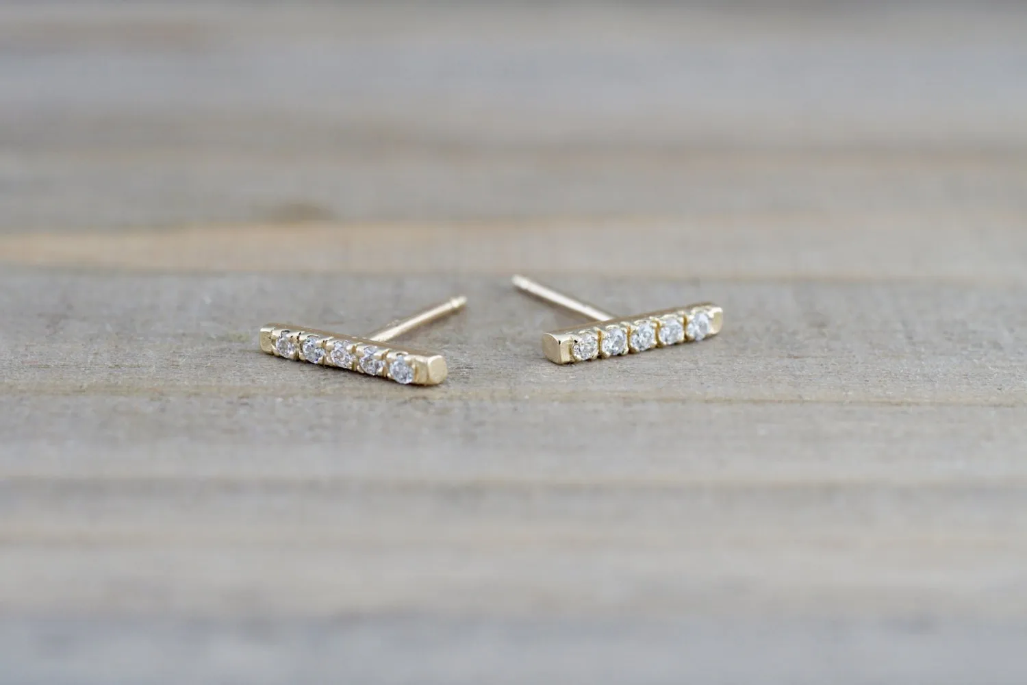 Diamond Bar Studs Earrings