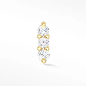 Diamond Flat Back Earring 3 Scones 14k Yellow