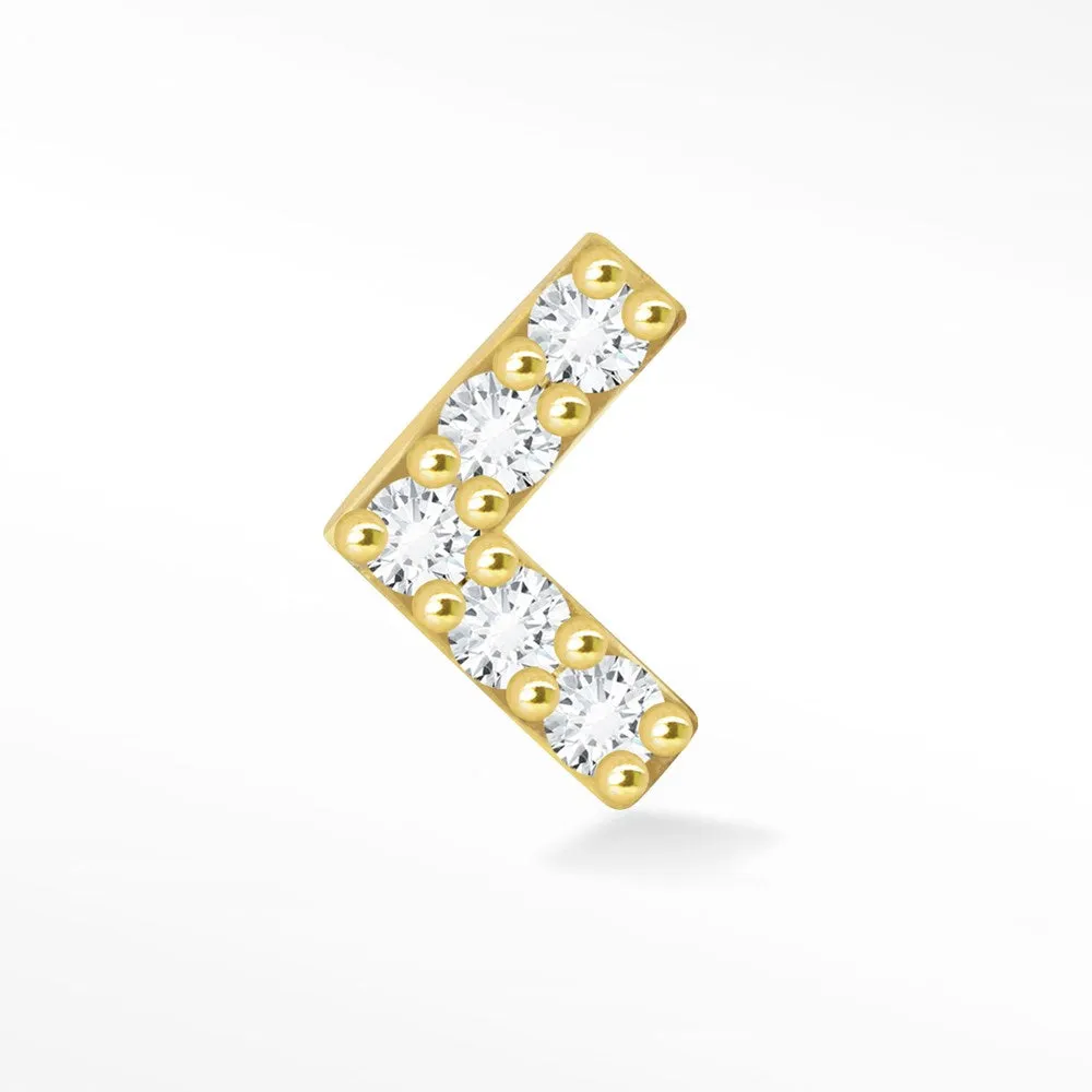 Diamond Flat Back Earring Arrow 14k Yellow