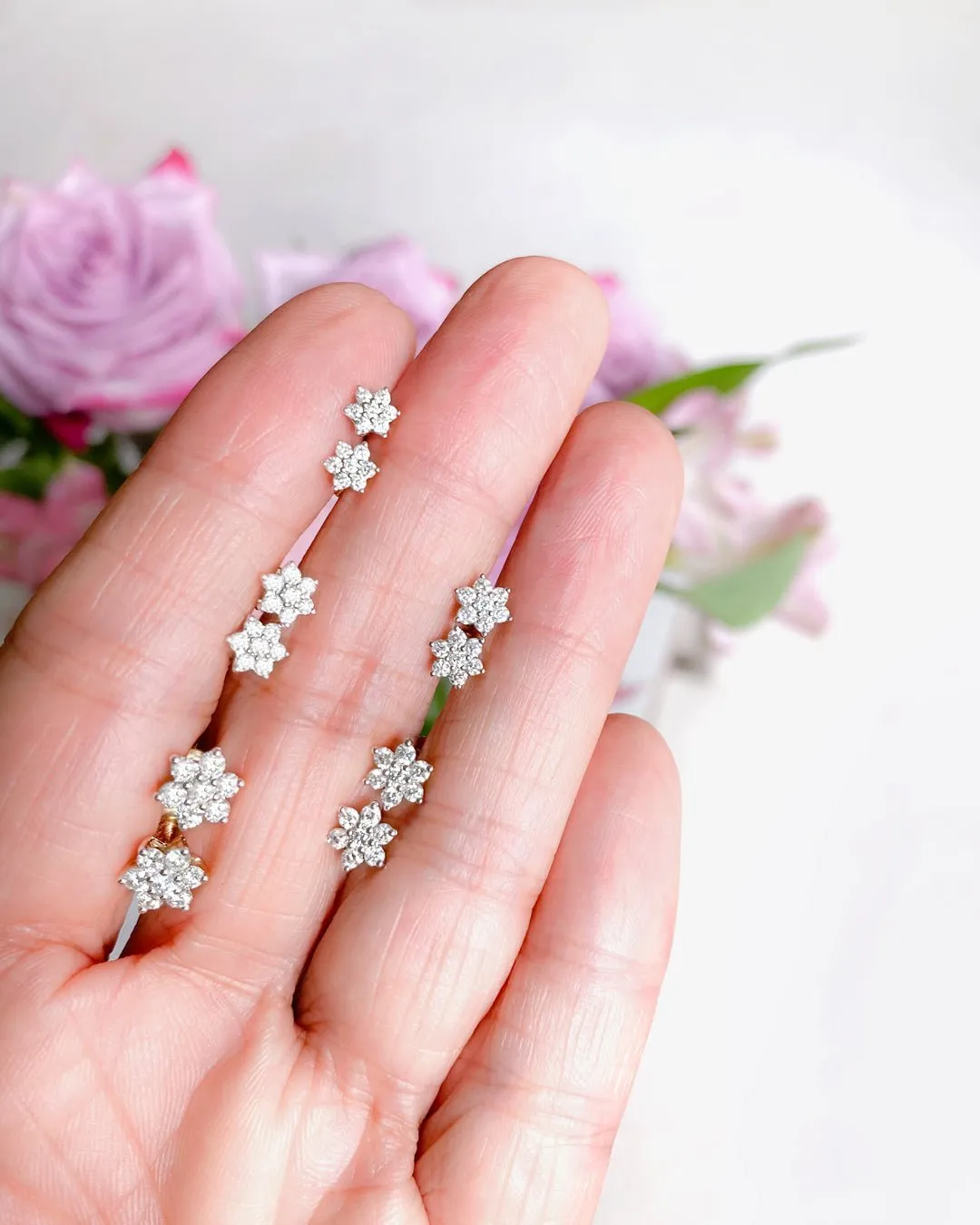 Diamond Flower Flat Back Stud