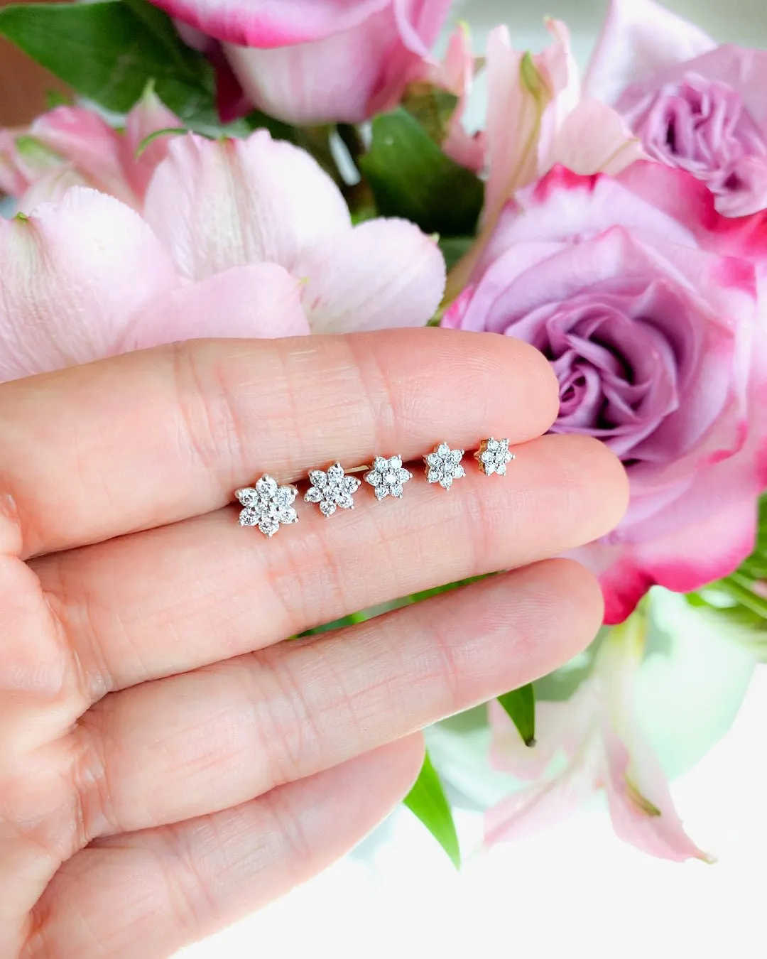 Diamond Flower Flat Back Stud