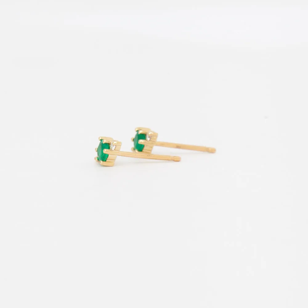 Emerald and Diamond Trio Studs