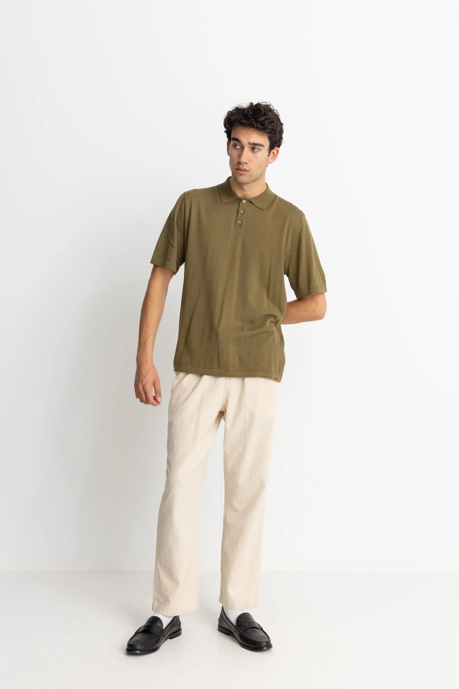 Essential Knit Ss Polo Olive