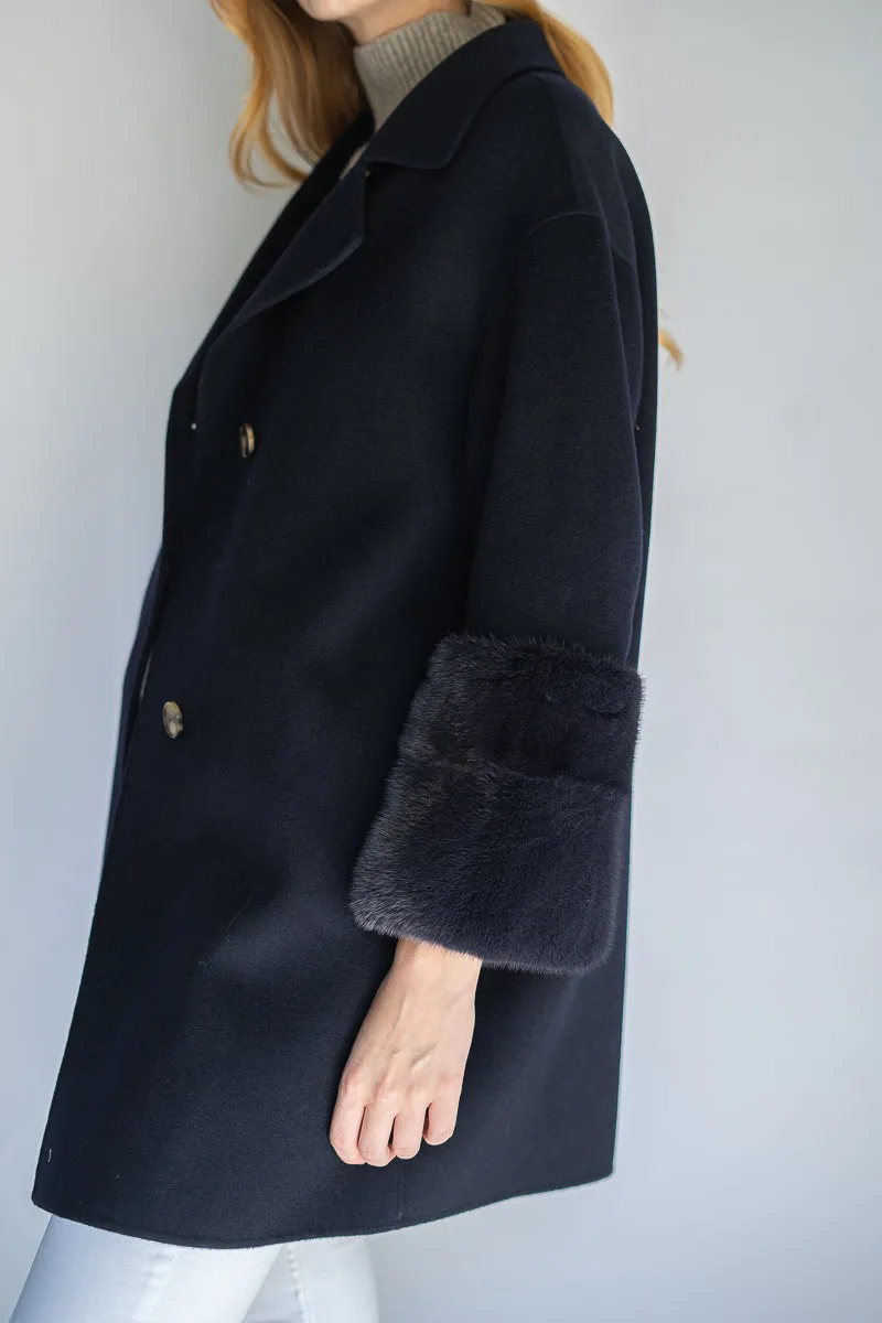 Faubourg Cashmere Coat - Navy Blue