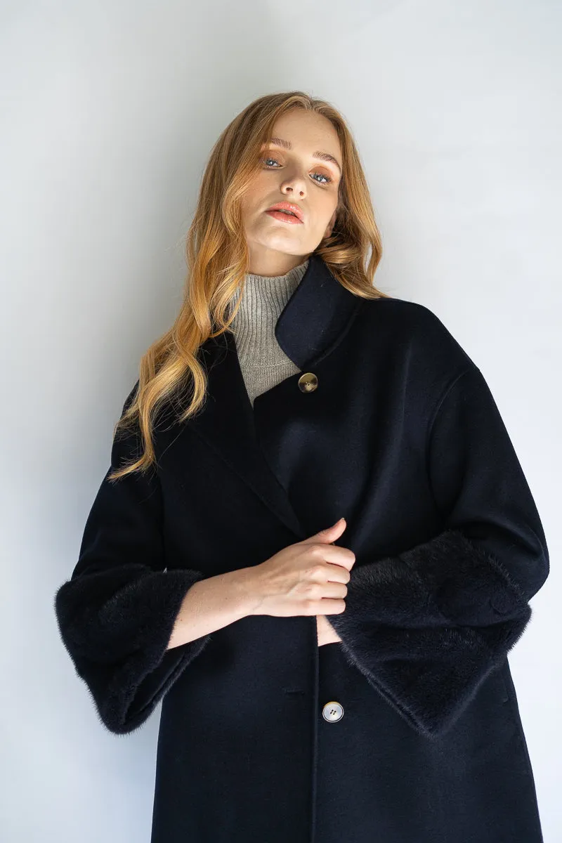 Faubourg Cashmere Coat - Navy Blue