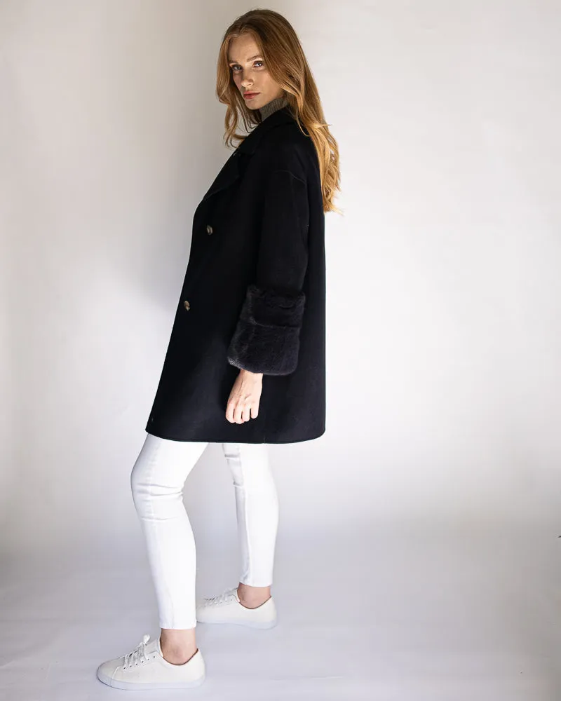 Faubourg Cashmere Coat - Navy Blue