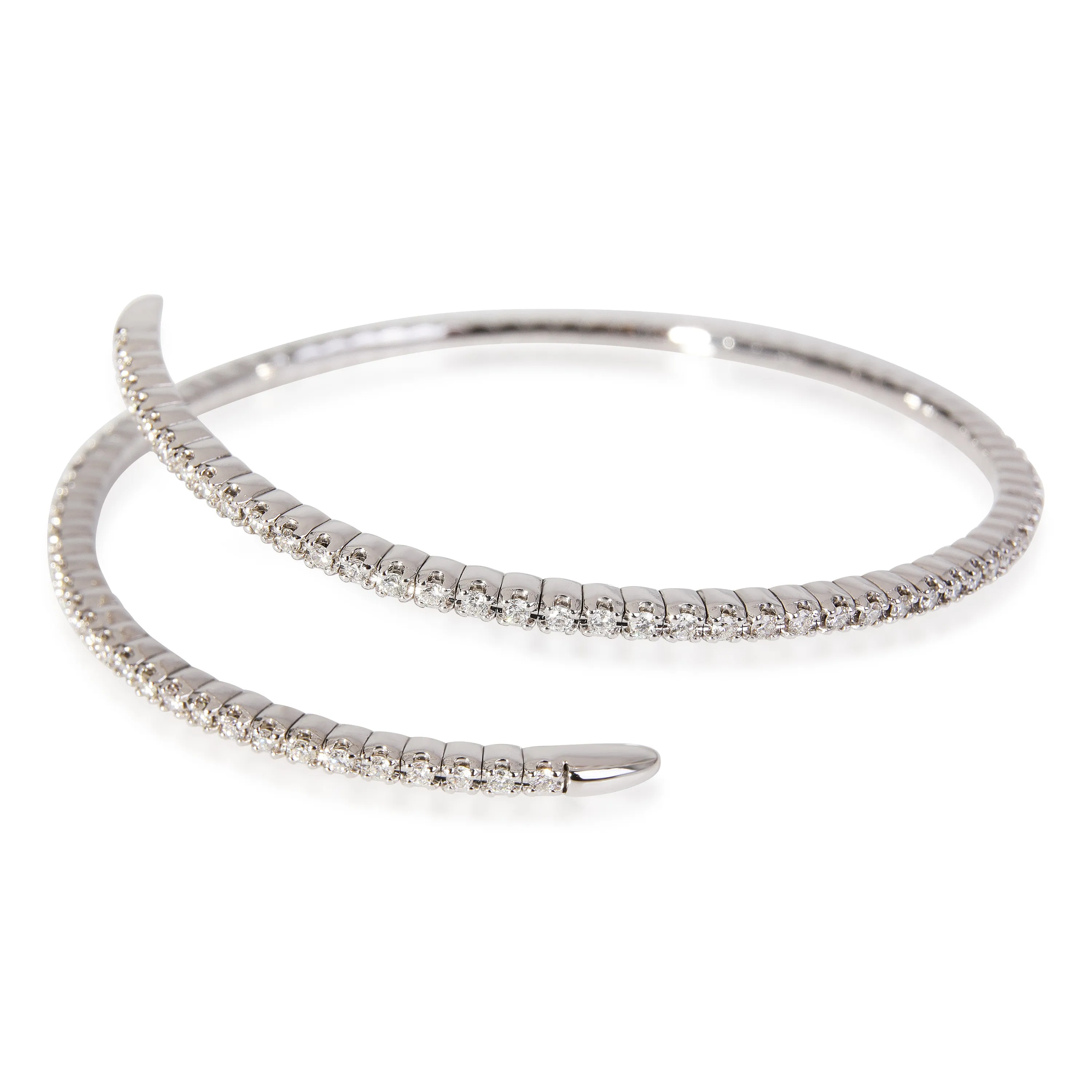 Flexible Diamond Bangle in 18k White Gold (1.50 Ctw)